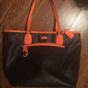 Coach Brown and bright orange